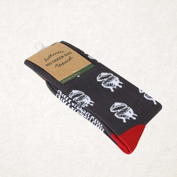 Big Green Egg Sokken Grijs-Rood maat 39-42