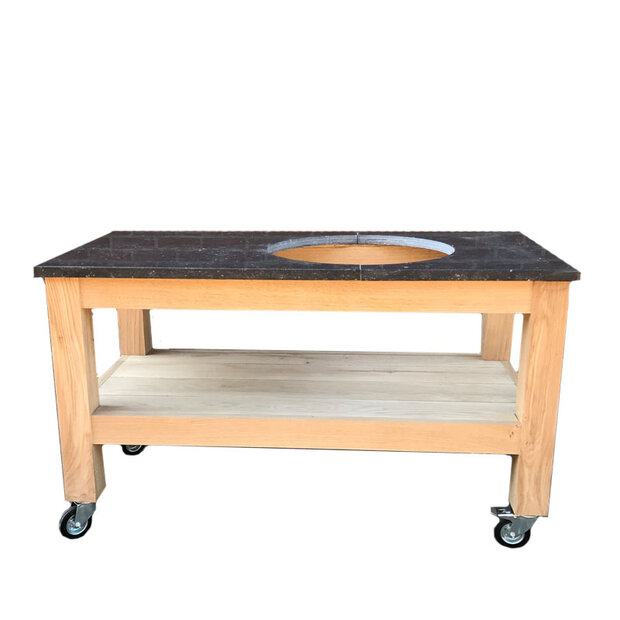 Eiken werktafel met natuursteen blad Bastard