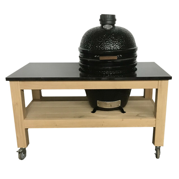 Eiken werktafel met natuursteen blad Bastard